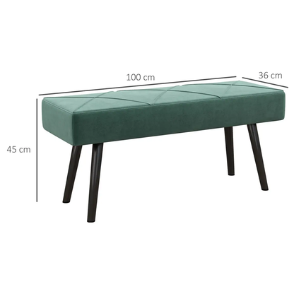 HOMCOM End of Bed Bench, Upholstered Hallway Bedroom with Steel Legs, Green by HOMCOM