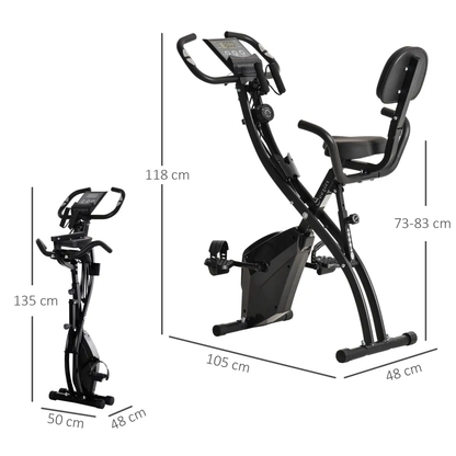 2-In-1 Upright Exercise Bike 8-Level Adjustable with Pulse Sensor Black HOMCOM by Unbranded