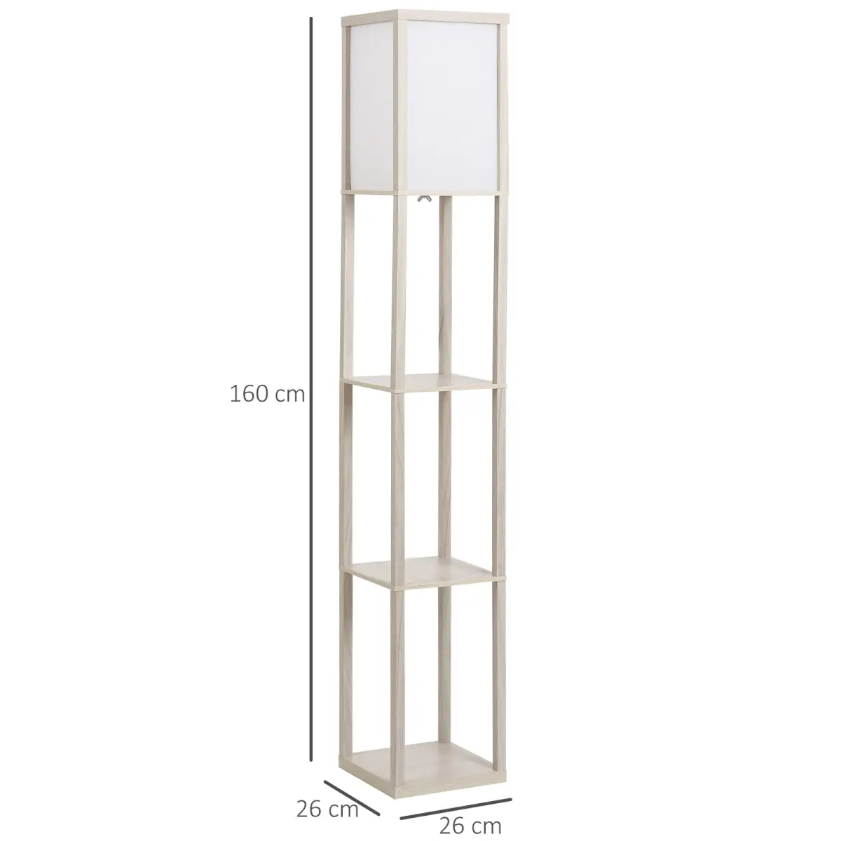 4-Tier Floor Lamp, Floor Light with Storage Shelf White and Oak 3-Tier by HOMCOM