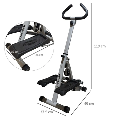Foldable Stepper Adjustable Step Machine w/ Handlebar LCD Display, Grey HOMCOM by Unbranded