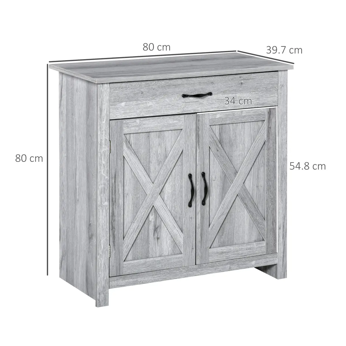 Farmhouse Barn Door Sideboard Buffet Storage Cabinet Coffee Bar Grey Grain by Unbranded