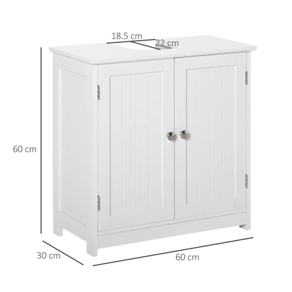 kleankin 60x60cm Under-Sink Storage Cabinet Adjustable Shelf Drain Hole White by Unbranded