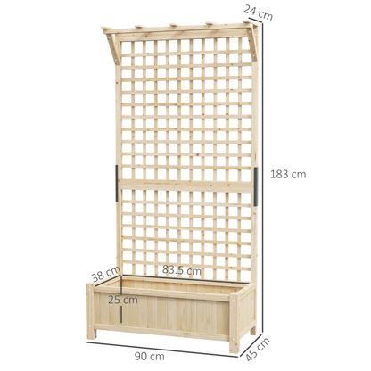 Outsunny Wood Planter with Trellis for Climbing Plants Vines Planter Box Natural by Outsunny