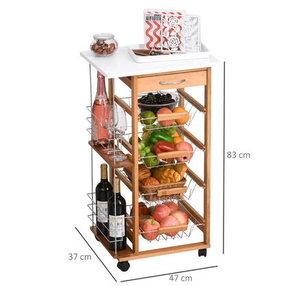 MDF Multifunction Kitchen Island Trolley-Brown by HOMCOM