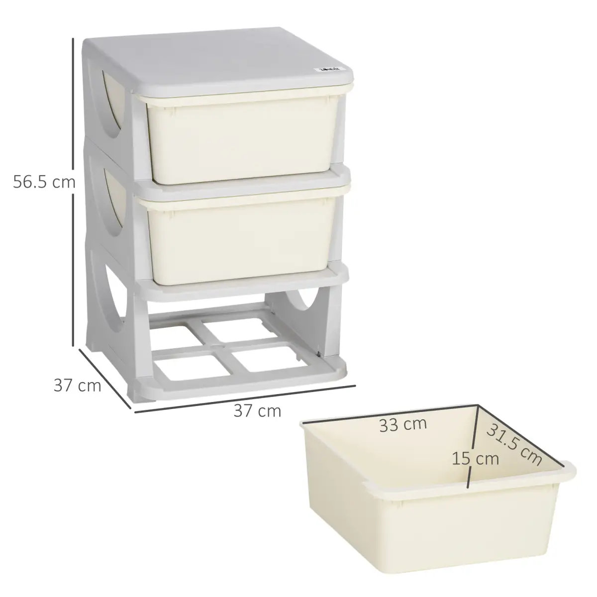 HOMCOM Kids Storage Unit w/ Three Drawers Three-Tier Chest Vertical Dresser by Unbranded