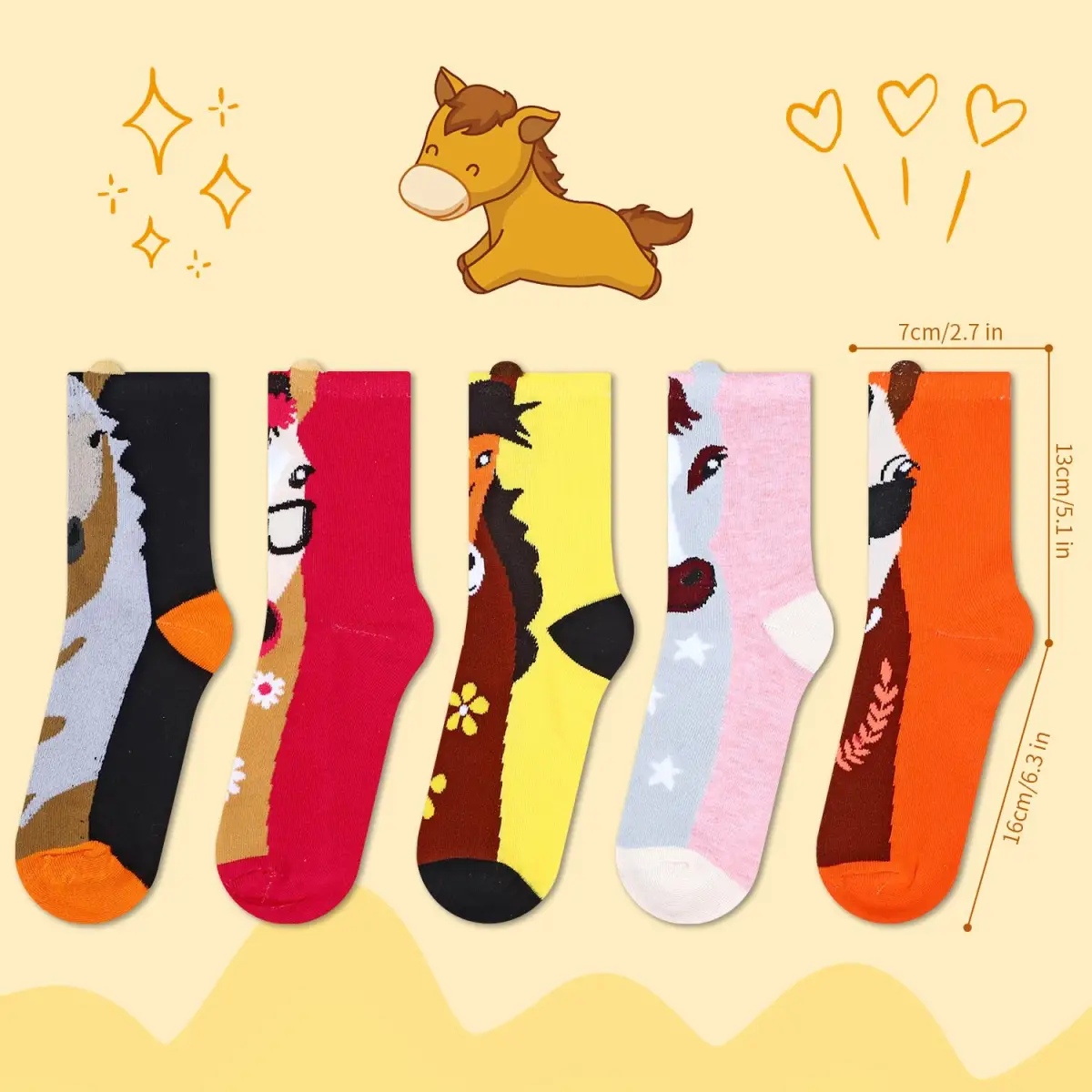 VINSANI HORSE SOCKS 5pk 1010417 by Vinsani