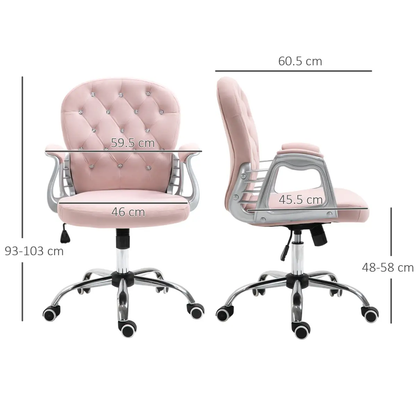 Office Chair Luxury Velour Diamond Tufted Padded Ergonomic 360� Swivel Pink by Unbranded