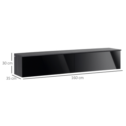Floating TV Unit Stand, Wall Mount Media Console with Storage Cupboards by Unbranded