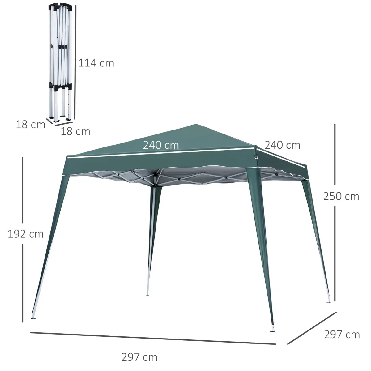 Garden Pop up Gazebo Tent Party Water-resistant 2.5 x 2.5M Green Outsunny by Unbranded