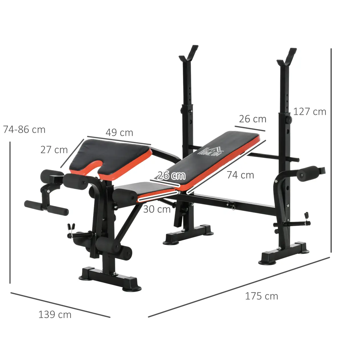 Multi-Function Adjustable Weight Training Bench Gym Fitness Lifting HOMCOM by Unbranded