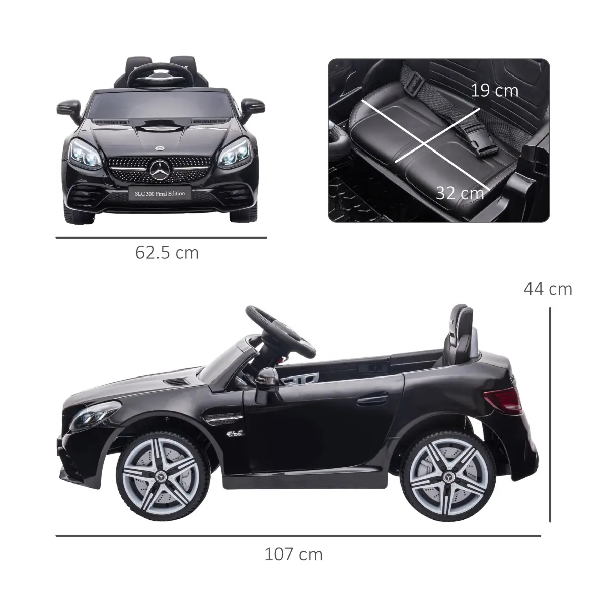 Benz 12V Kids Electric Ride On Car W/ Remote Control Music Black by HOMCOM