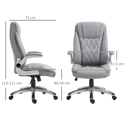 High Back Executive Office Chair Home Swivel PU Leather Chair, Grey by Vinsetto