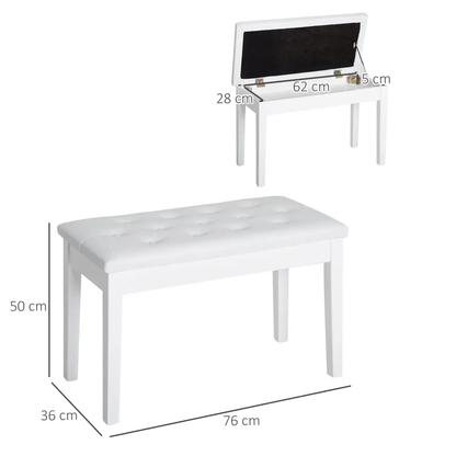 Classic Digital Keyboard Piano Bench Makeup Padded Seat Stool Solid Wood White by HOMCOM