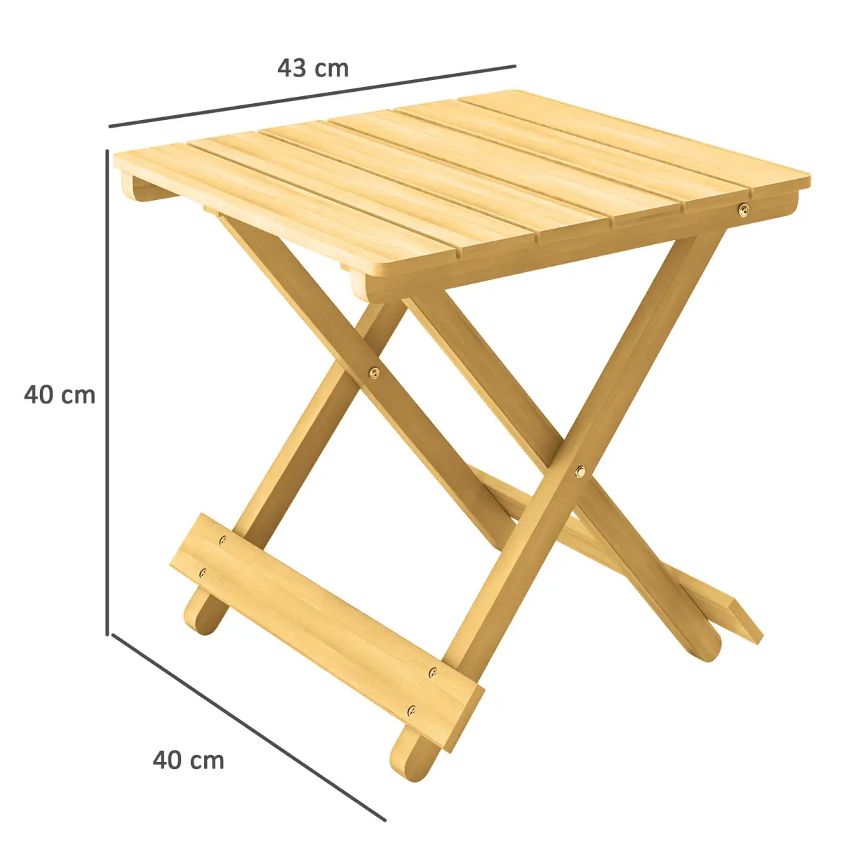Outsunny Wooden Folding Garden Table, Folding Side Table, Nature Wood Finish by Outsunny