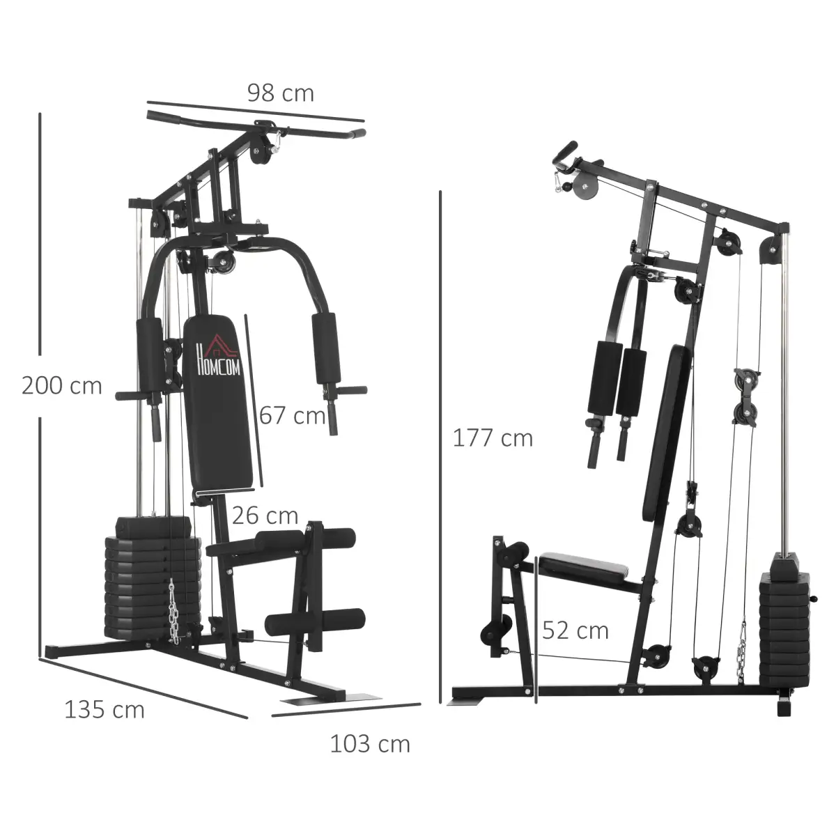 Multifunction Home Gym Machine with 45kg Weights for Full Body Workout HOMCOM by Unbranded