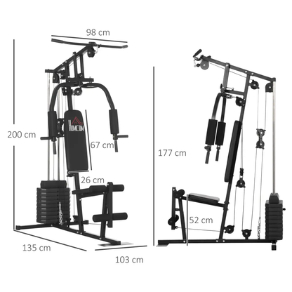 Multifunction Home Gym Machine with 45kg Weights for Full Body Workout HOMCOM by Unbranded