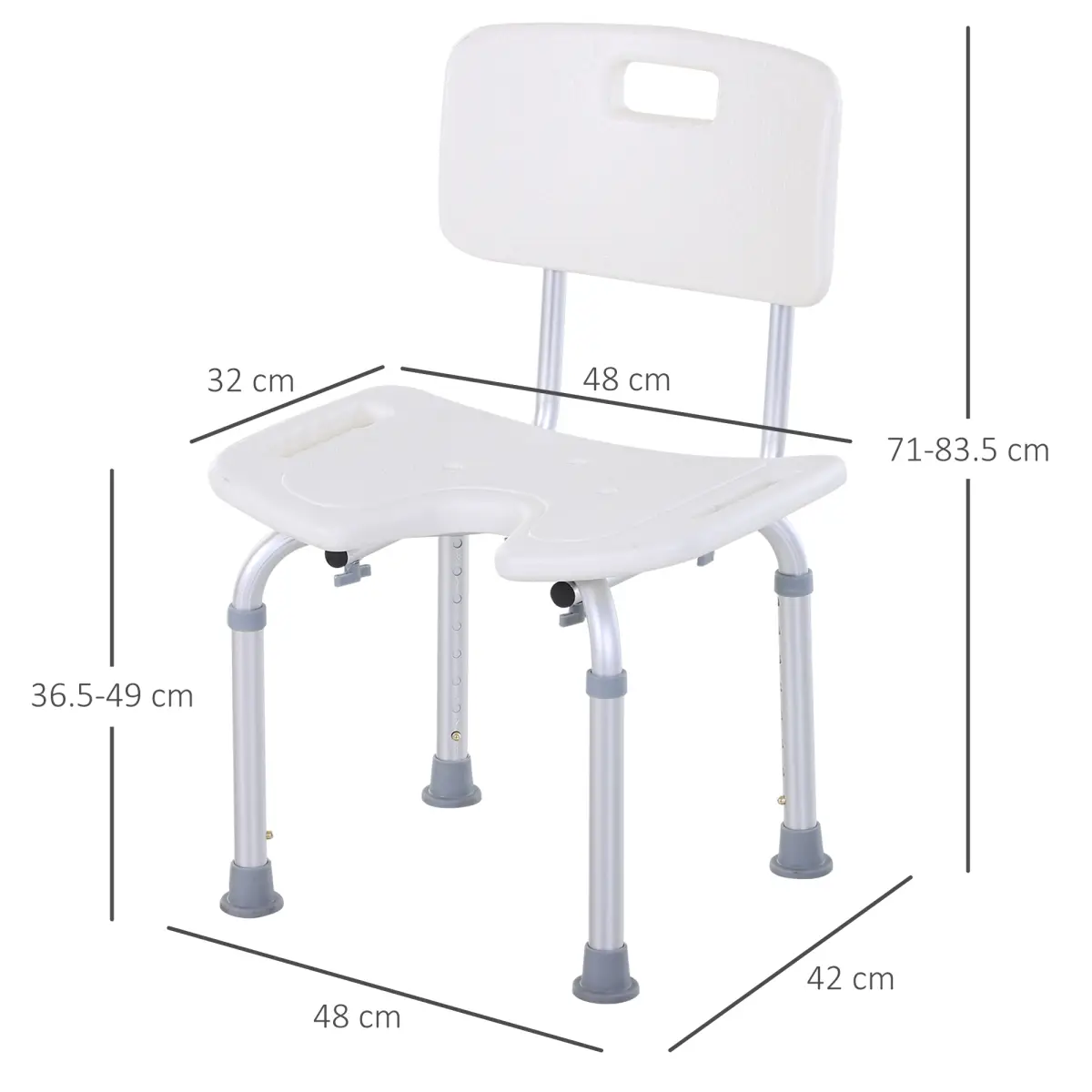 HOMCOM Adjustable Aluminum Shower Bath Stool Spa Chair Non-Slip Feet, Handle by Unbranded