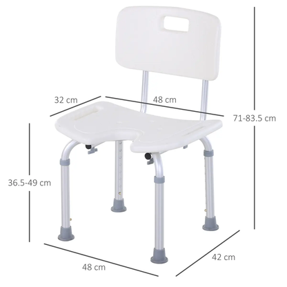 HOMCOM Adjustable Aluminum Shower Bath Stool Spa Chair Non-Slip Feet, Handle by Unbranded