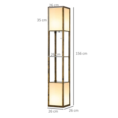 HOMCOM Shelf Floor Lamp with Dual Light, for Living Room, Bedroom, Brown by HOMCOM