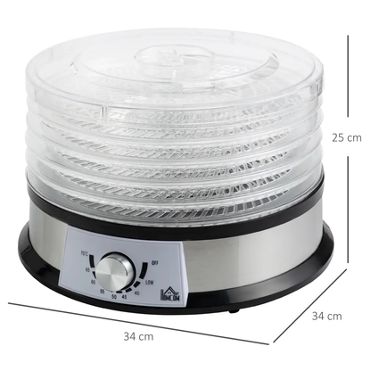 5 Tier Food Dehydrator 250W Stainless Steel Food Dryer Machine Silver by HOMCOM