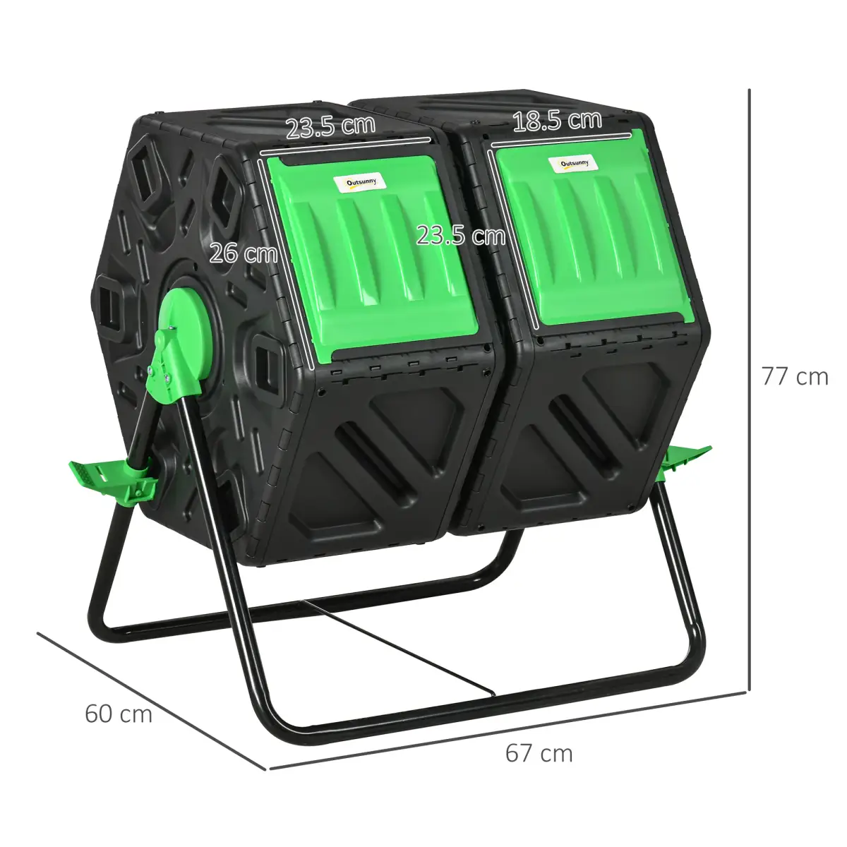 Outsunny 130L Compost Bin Dual Chamber Rotating Composter w/ Ventilation Holes by Outsunny