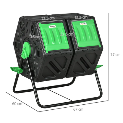 Outsunny 130L Compost Bin Dual Chamber Rotating Composter w/ Ventilation Holes by Outsunny