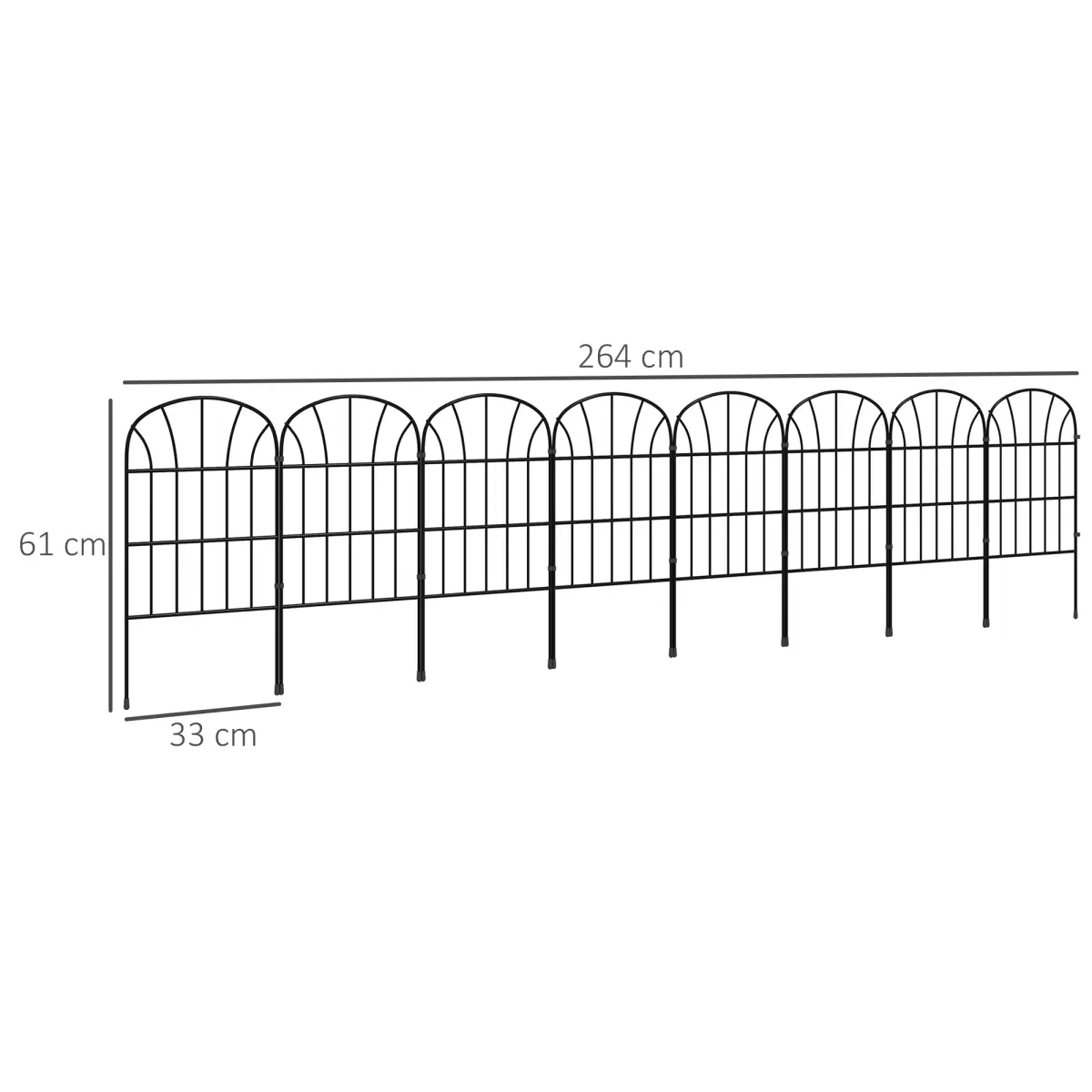 Outsunny 8PCs Decorative Garden Fencing 24in x 8.7ft Metal Border Edging by Outsunny