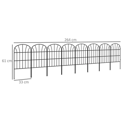 Outsunny 8PCs Decorative Garden Fencing 24in x 8.7ft Metal Border Edging by Outsunny