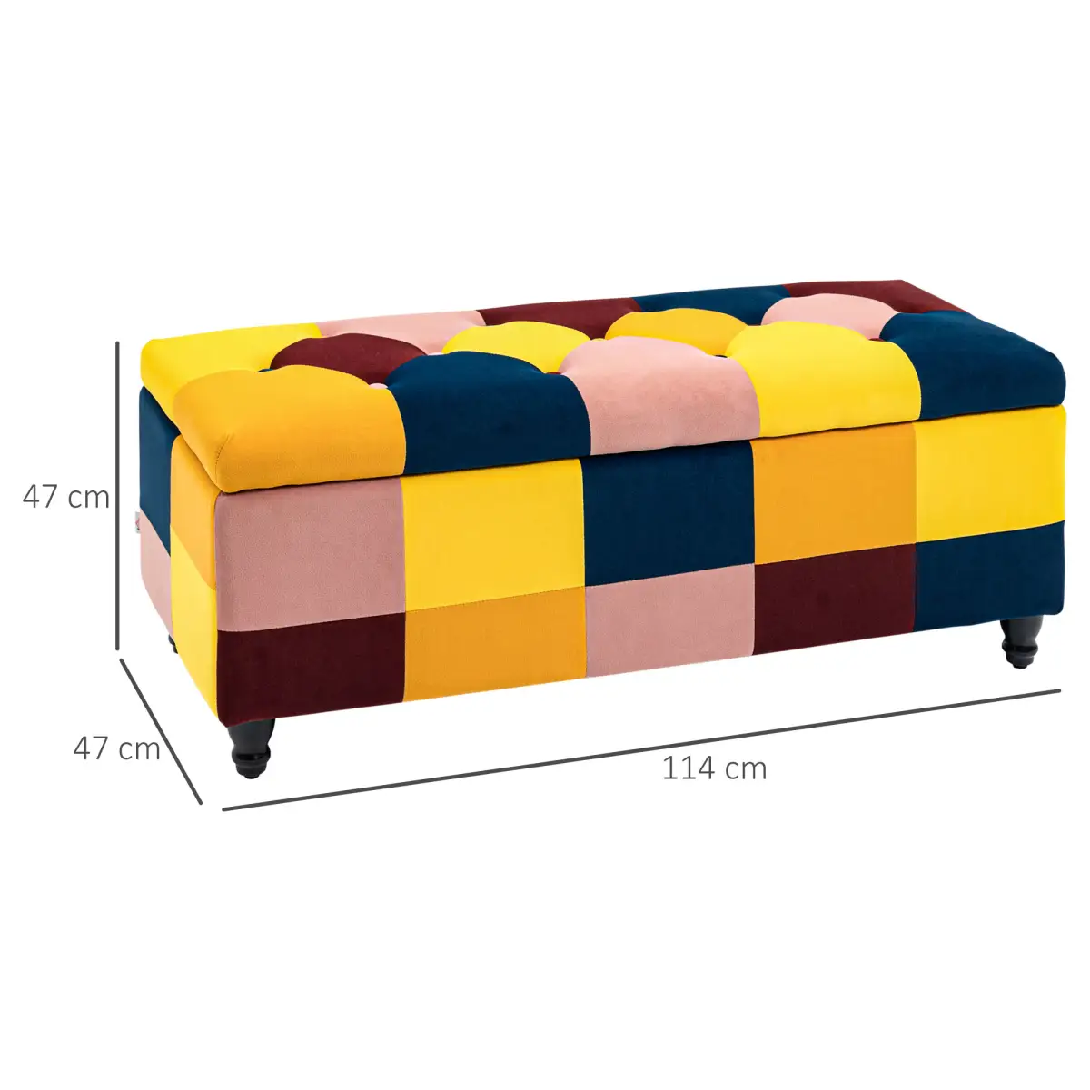 114 x 47 x 47cm Velvet Storage Ottoman, Button-tufted Footstool Box by HOMCOM