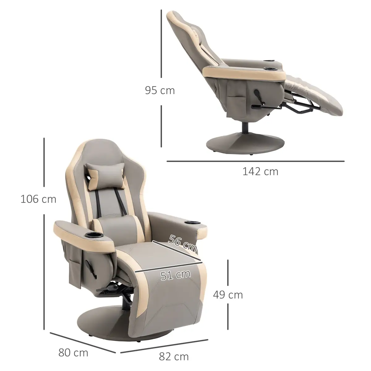 Manual Recliner Armchair PU Sofa Chair w/ Adjustable Leg Rest & 135� Reclining by HOMCOM
