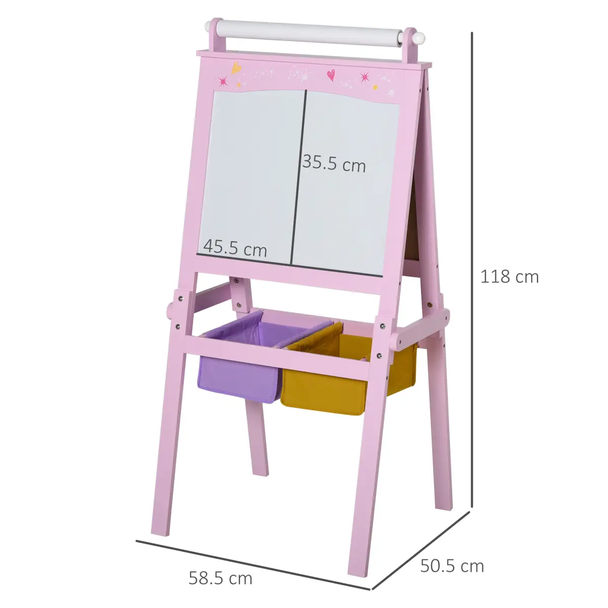 Kids Wooden Art Easel with Paper Roll Double-Sided Chalkboard, board HOMCOM by Unbranded