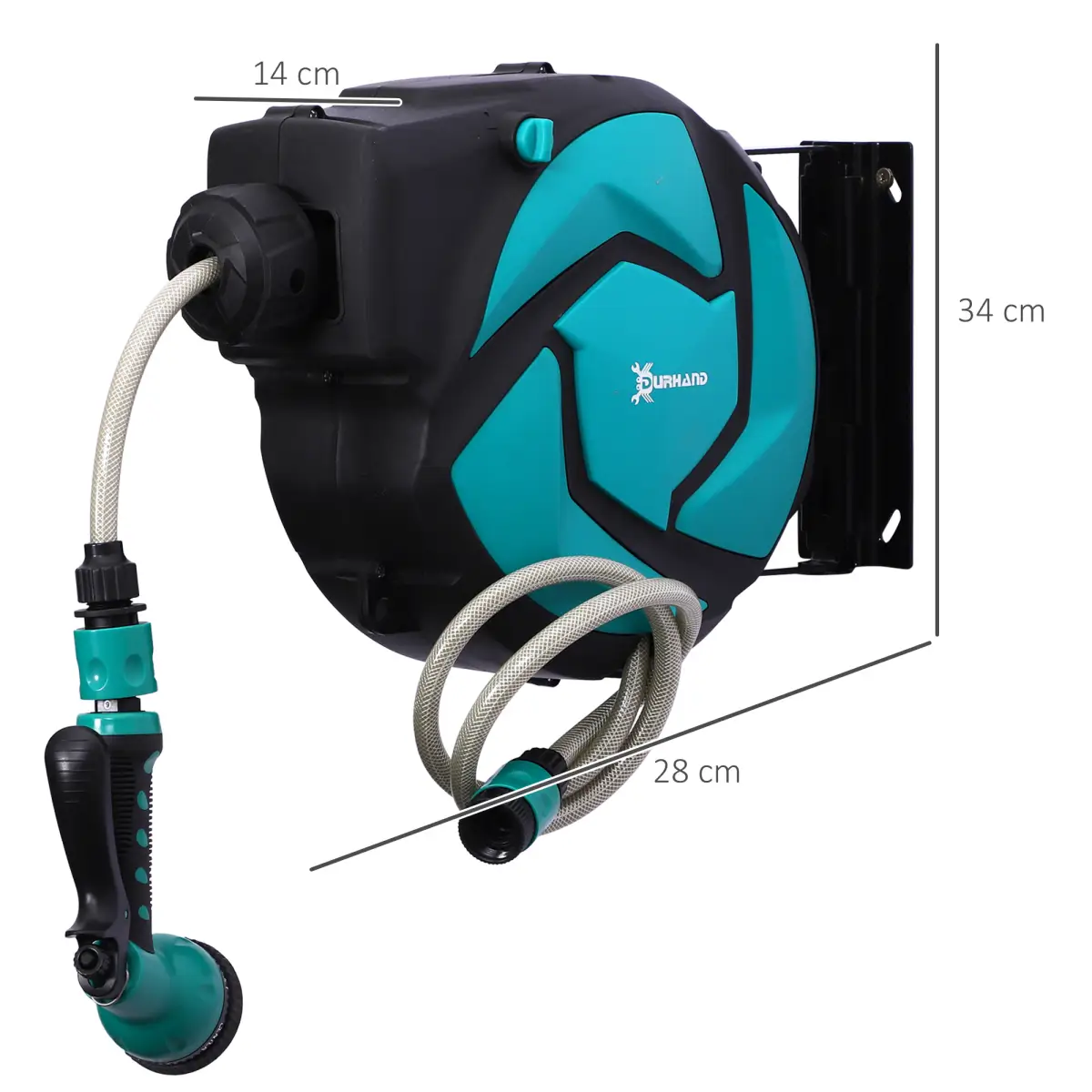 10M Water Hose Reel Compact Garden Car Locking Auto Retract Spray Durhand by Unbranded