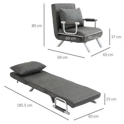 Sofa Bed Foldable Portable Armchair Sleeper Lounge Pillow Dark Grey by Unbranded