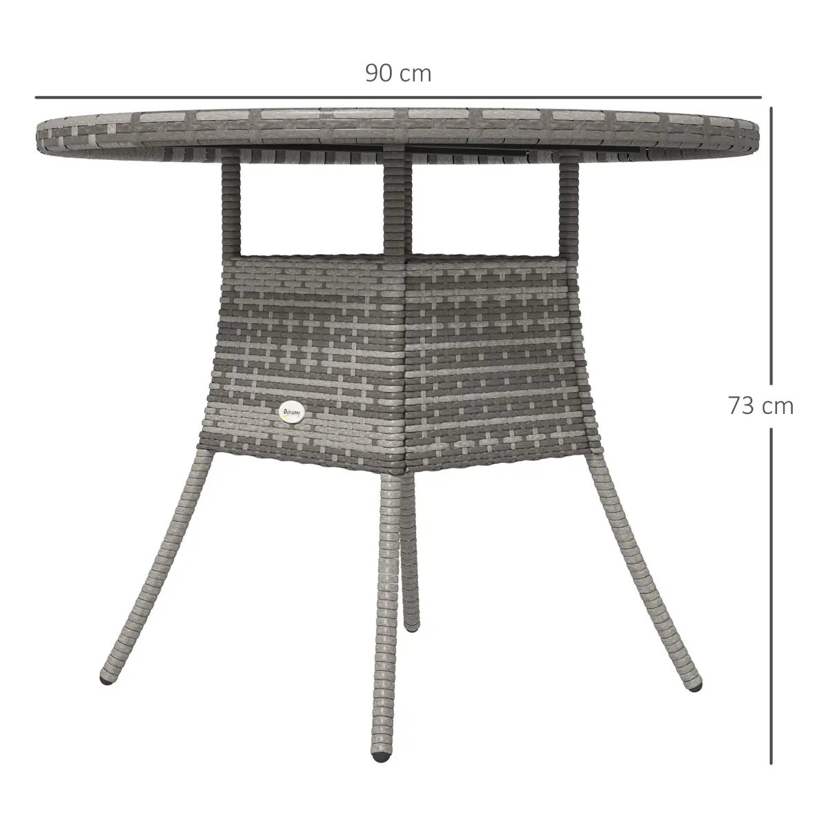 Outsunny Outdoor PE Rattan Dining Table w/ Wood-plastic Composite Top, Grey by Outsunny