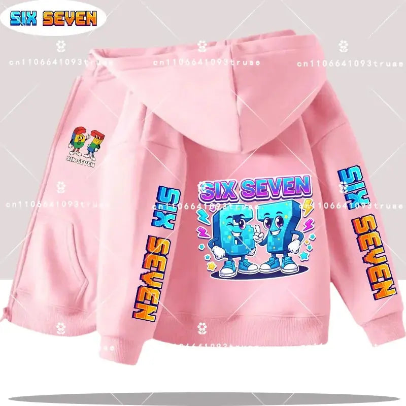 Hot Six Seven Children's Zip Up Hoodies Funny 67 Brainrot Zipper Hoody Clothes Kid Girl Boy Baby Casual Fashion Tops Sweatshirts by All Mart Bristol Ltd