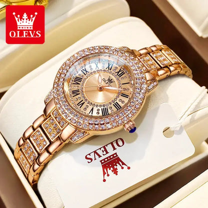 OLEVS Luxury Fashion ladies' watches Diamond dial waterproof diamond inlaid quartz watch for women beautiful trend dress watch by All Mart Bristol Ltd