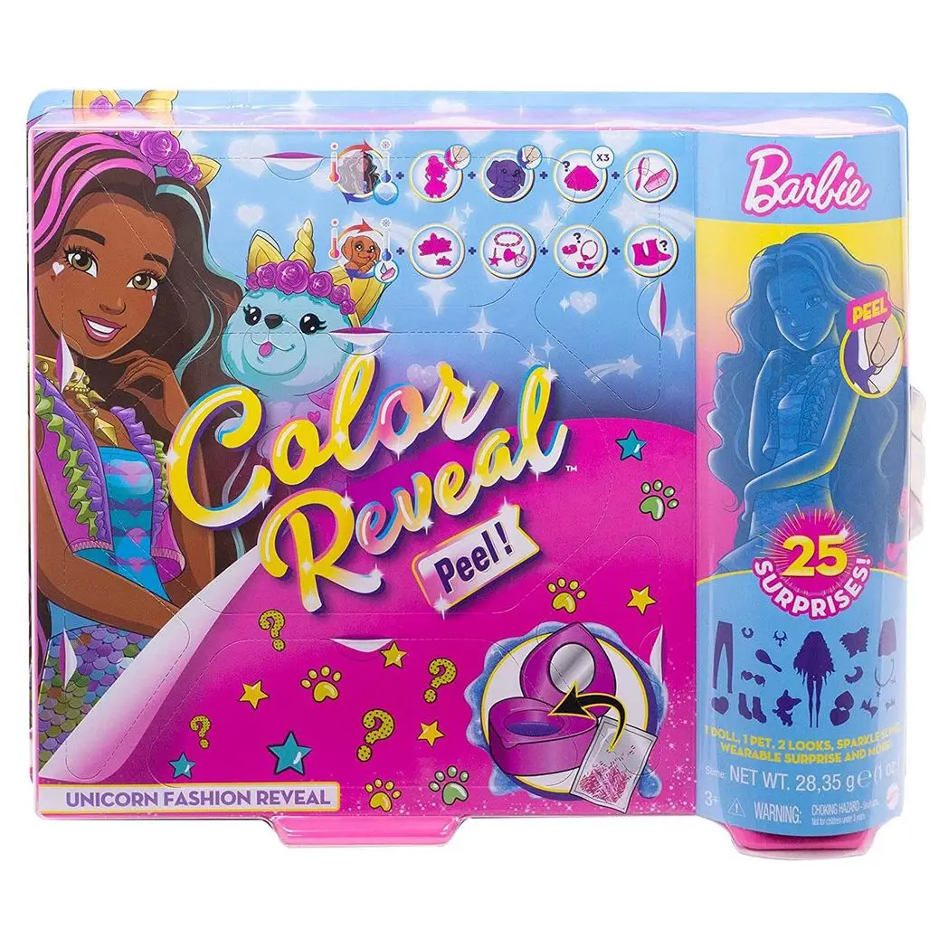 Barbie Colour Reveal Peel Unicorn Doll with 25 Accessories Toy Gift For Kids by Barbie
