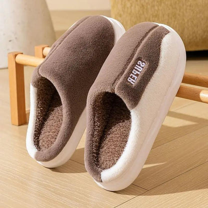 Thick-soled Fleece-lined Non-slip Plush Slippers For Men And Women To Wear At Home by Dropshipman