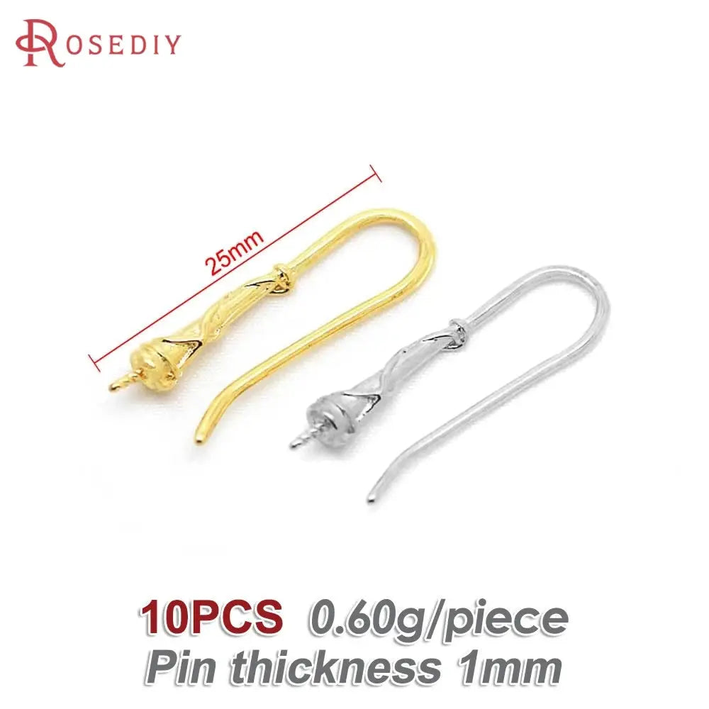 18K Gold Color Brass Can fit Half Hole Beads with Half Pins Earrings Hooks High Quality Jewelry Making Diy Findings Accessories by All Mart Bristol Ltd