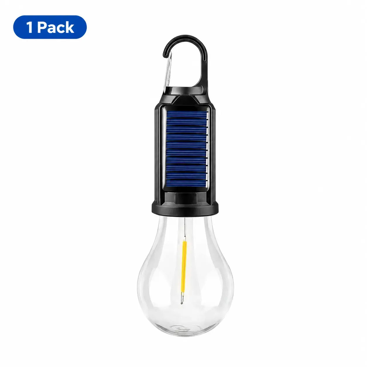 Solar LED Hanging Light, Portable Camping Lantern with Hook, USB Rechargeable & Solar Powered, Waterproof Outdoor Bulb with Warm LED Light, Adjustable Brightness for Hiking, Emergency, Tent, and Home Use