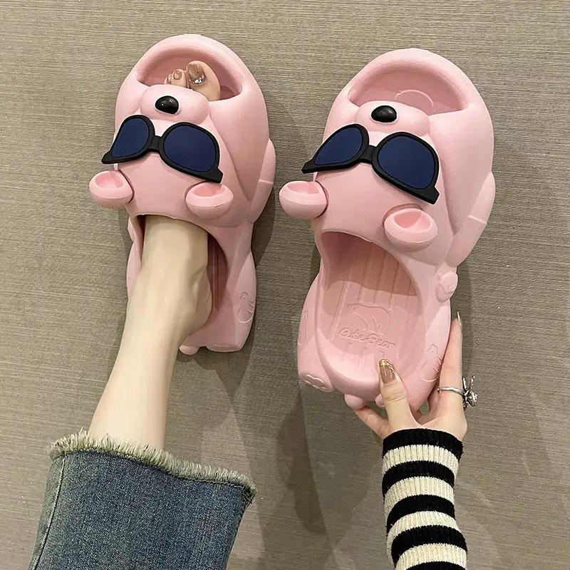 Cute Sunglasses Bear Slippers For Women, Summer Style by Dropshipman
