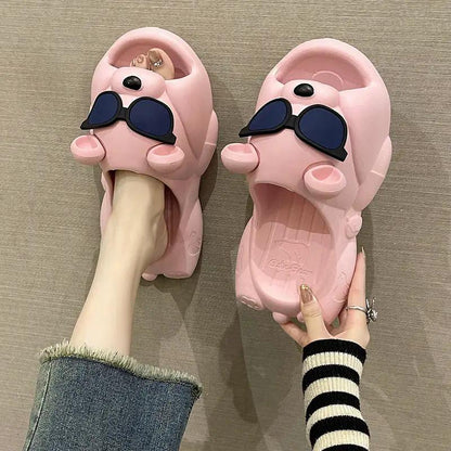 Cute Sunglasses Bear Slippers For Women, Summer Style by Dropshipman