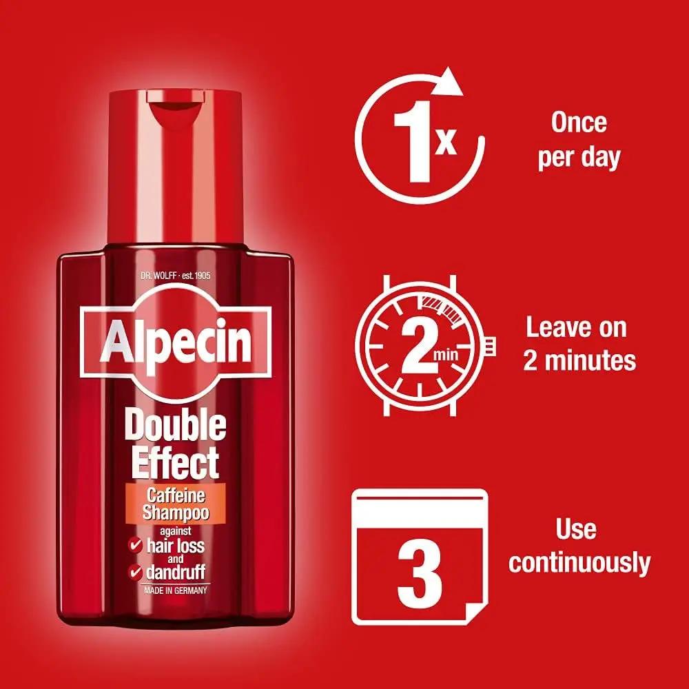 Double Effect Shampoo 3X 200ml - Anti-Dandruff & Natural Hair Growth Formula for Stronger Hair - Energizing Men's Hair Care Made in Germany by All Mart Bristol Ltd