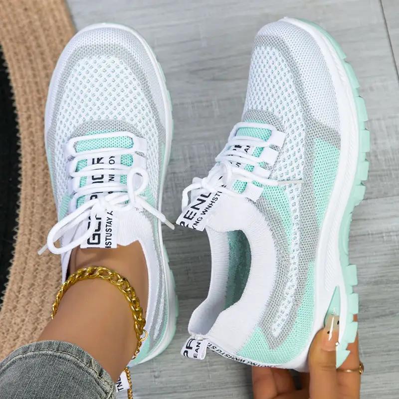 Women's Sporty Flyknit Mesh Shoes Low-cut Lightweight Casual And Versatile by Dropshipman