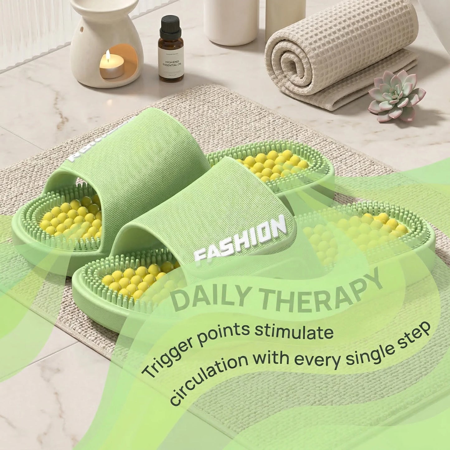 Women Men Acupressure Massage Slippers Soft EVA Anti-Slip Ergonomic Reflexology Slides for Home Bathroom Indoor Outdoor Foot by All Mart Bristol Ltd