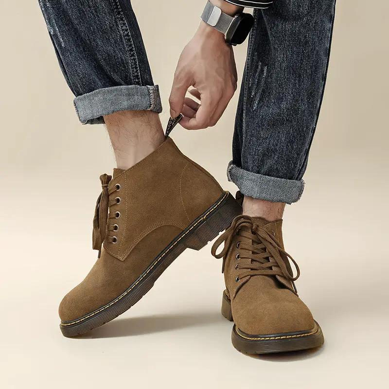 Lace-up Mid-top Warm Outdoor Work Shoes by Dropshipman
