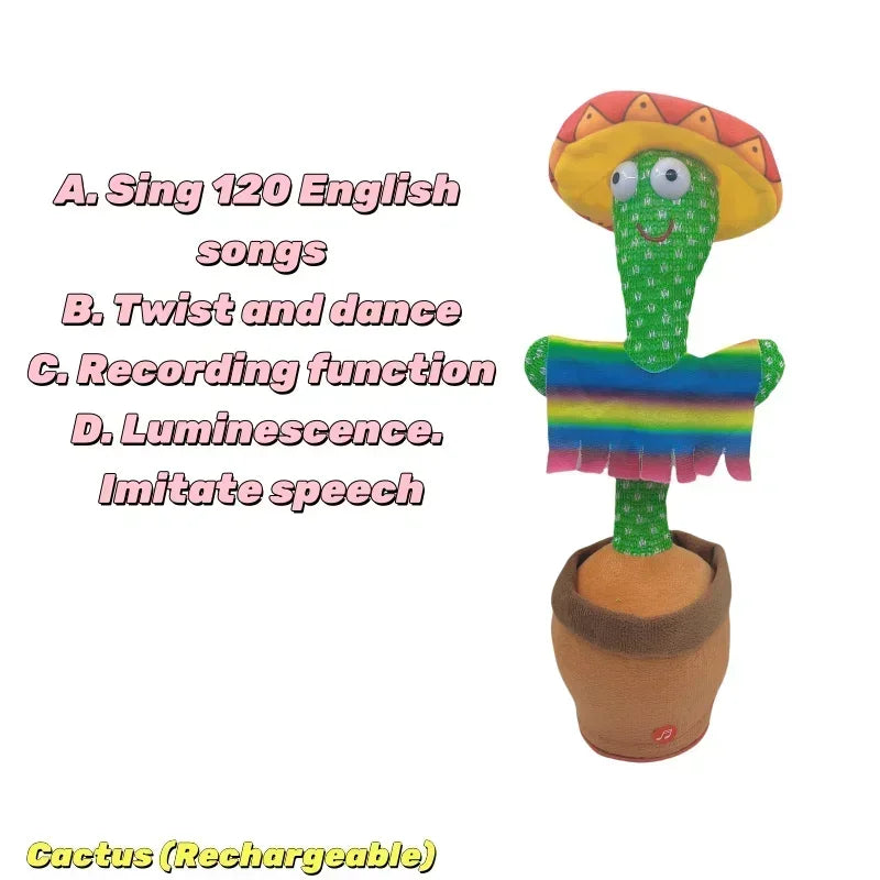 1Pc Dancing Cactus Toy,Repeat Talking ,Song Speaker Wriggle Dancing Sing Talk, Plushie Stuffed ,Interaction and Decoration by All Mart Bristol Ltd