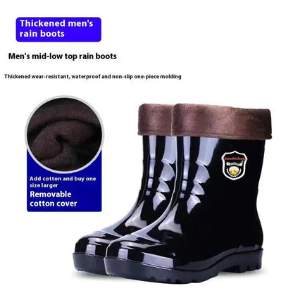 Popular Men's Tendon Bottom Camouflage Wear-resistant Rain Boots Fleece-lined Warm by Dropshipman