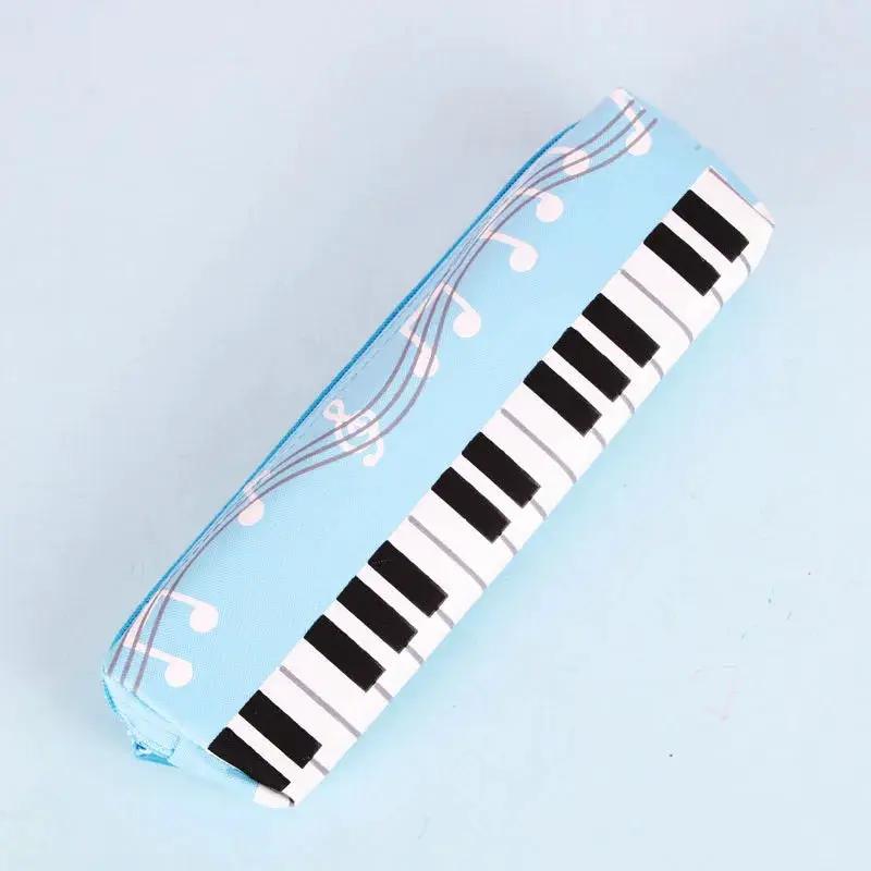 Creative Novelty Student Pencil Case Square Single Layer Oxford Cloth Pen Bag for Girls Boy Musical Note Piano Stationery Pouch by All Mart Bristol Ltd