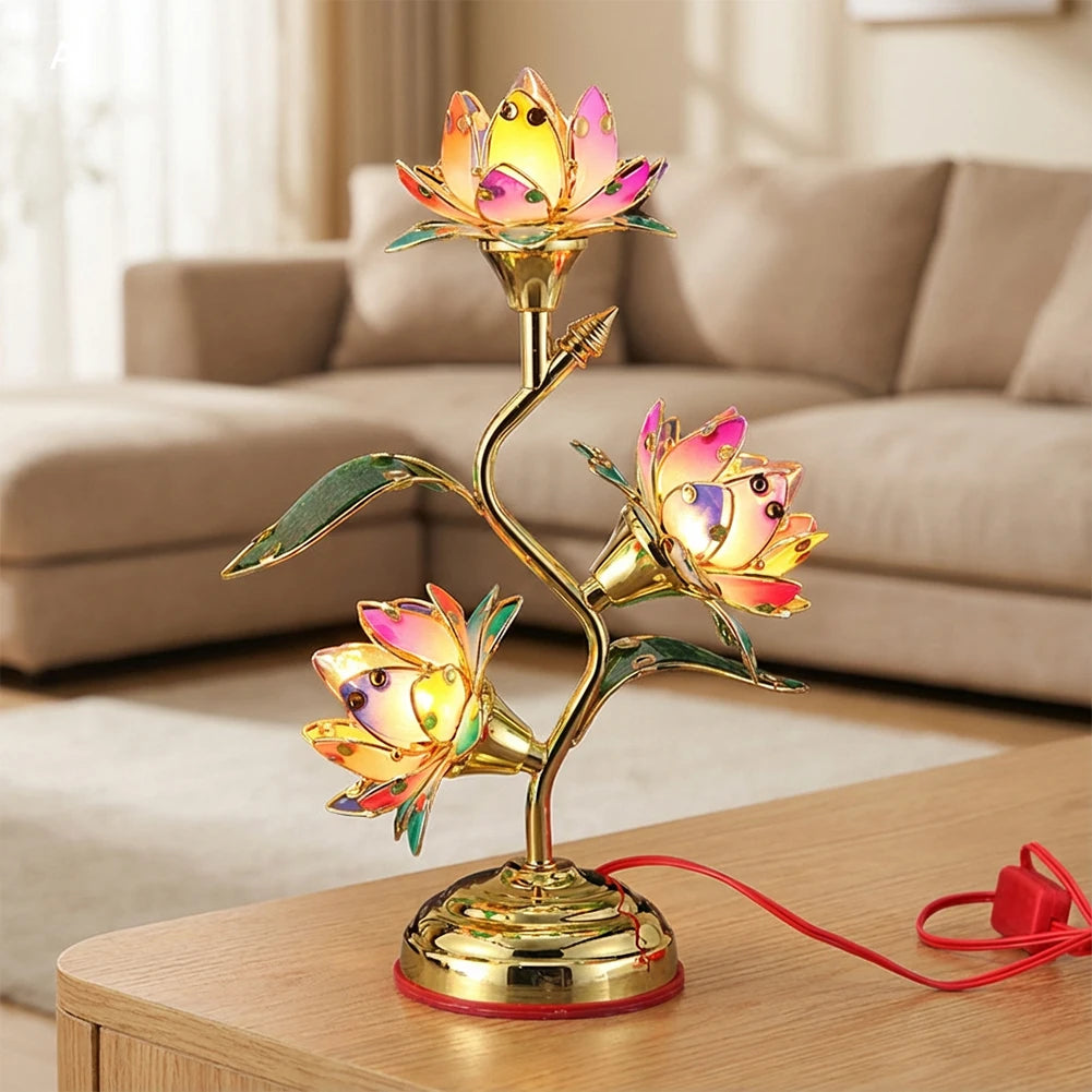 Lotus-Lamp Plug in Electric Lotus-Lantern Long-Lasting Led: Energy-Efficient Table Decorative Lamp Vibrant Multi-Color-Lotus
